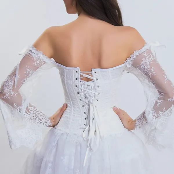 Hvid corset bustier med blonder
