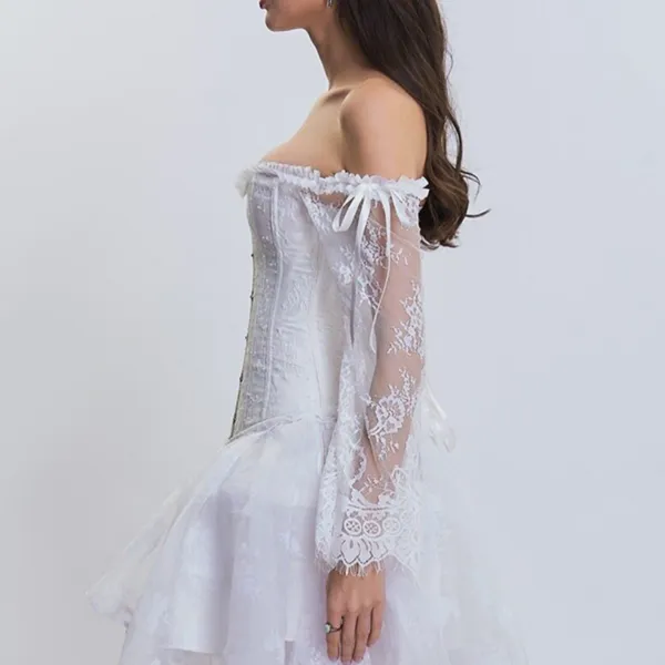 Hvid corset bustier med blonder
