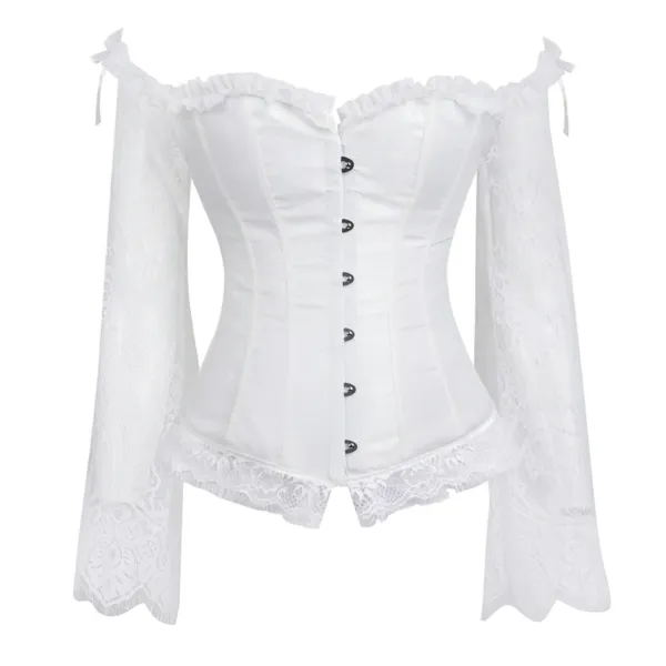 Hvid corset bustier med blonder