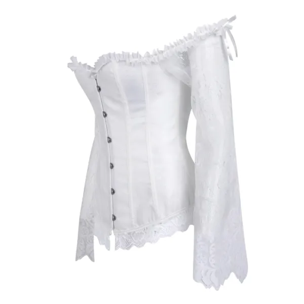 Hvid corset bustier med blonder