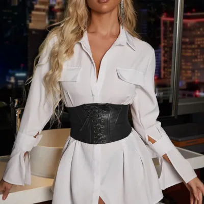 ceinture-corset-lacet Sort korset med snørebånd