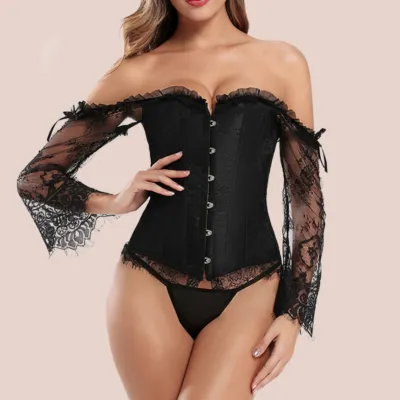 corset-bustier-noir Sort stropløst korset