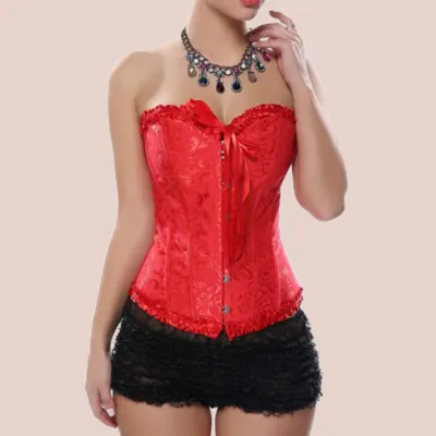 corset-bustier-rouge Rødt bustier-korset
