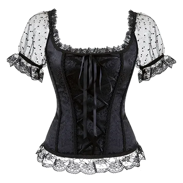 corset-noir-lacet-zoom-avant Sort snørekorset med snørebånd