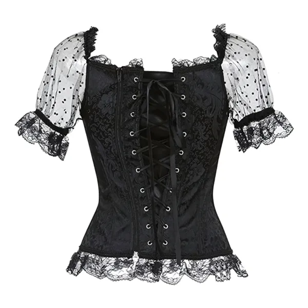 corset-noir-lacet-zoom-dos Sort snørekorset med snørebånd
