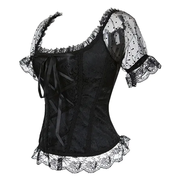 corset-noir-lacet-zoom-profil Sort snørekorset med snørebånd