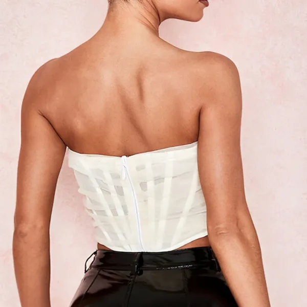 Hvid korset stil tyl bustier crop top