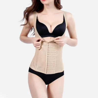 Beige slankende vest med kroge