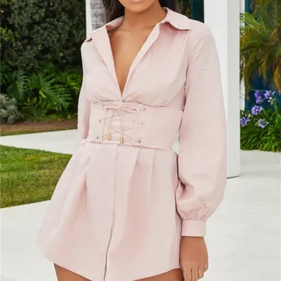robe-chemise-corset Pink korset skjortekjole