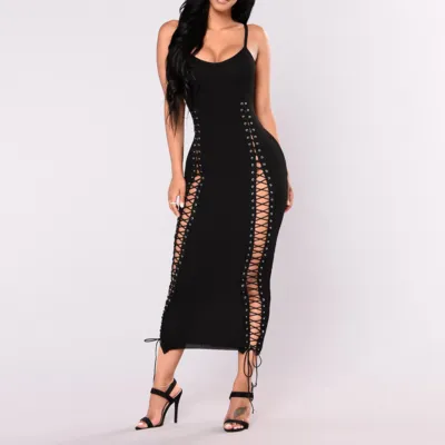 robe-longue-corset Lang sort korsetkjole med snørebånd