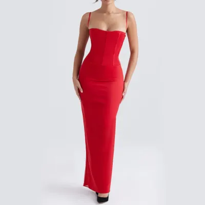 robe-rouge-corset Kort rød korset kjole