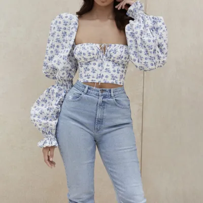 Blomstret bustier top